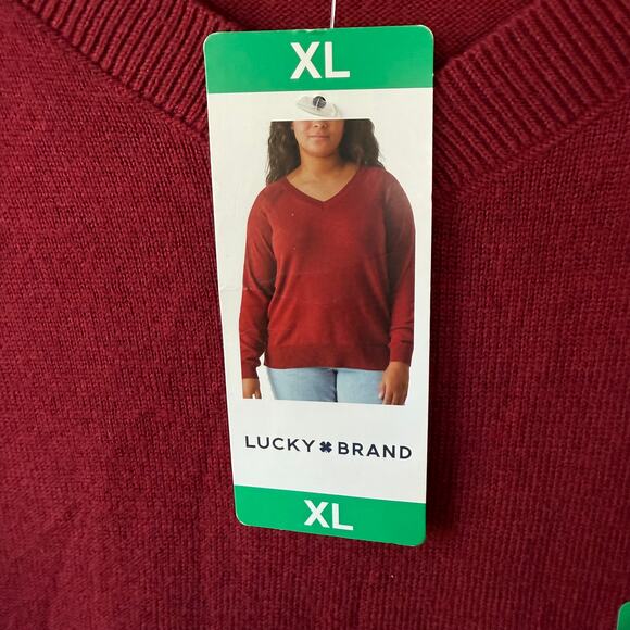 Lucky Brand red v neck pullover sweater size XL new - Picture 5 of 9